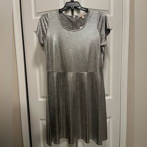 MICHAEL KORS Silver Metallic Fit and Flair Party Dress. New with tags!
